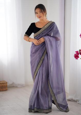 Picture of Elegant Net Slate Grey Saree