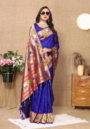 Picture of Charming Silk Dark Slate Blue Saree