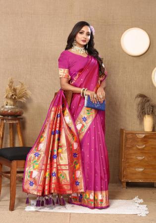 Picture of Grand Silk Medium Violet Red Saree