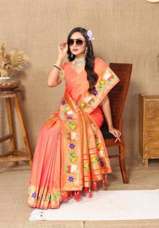 Picture of Ideal Silk Salmon Saree