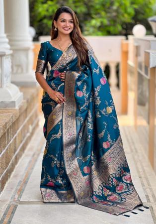 Picture of Alluring Silk Cadet Blue Saree