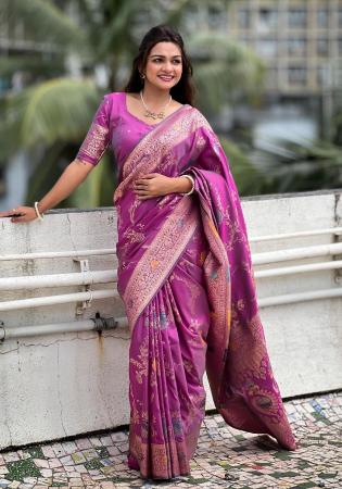 Picture of Superb Silk Medium Violet Red Saree