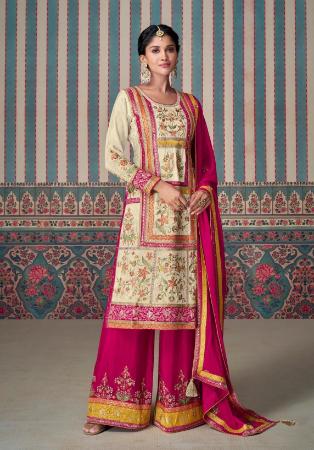 Picture of Grand Chiffon Tan Straight Cut Salwar Kameez