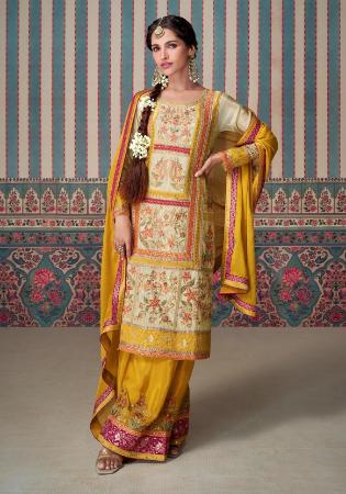 Picture of Chiffon Sandy Brown Straight Cut Salwar Kameez