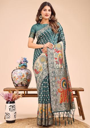 Picture of Splendid Cotton & Linen Dark Slate Grey Saree