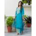 Picture of Beautiful Silk Dark Cyan Readymade Salwar Kameez