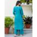 Picture of Beautiful Silk Dark Cyan Readymade Salwar Kameez