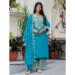 Picture of Beautiful Silk Dark Cyan Readymade Salwar Kameez