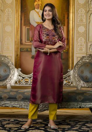 Picture of Fascinating Silk Maroon Kurtis & Tunic