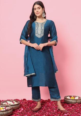 Picture of Sightly Silk Midnight Blue Readymade Salwar Kameez