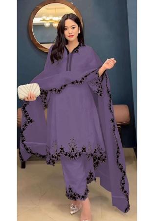 Picture of Beauteous Georgette Purple Straight Cut Salwar Kameez