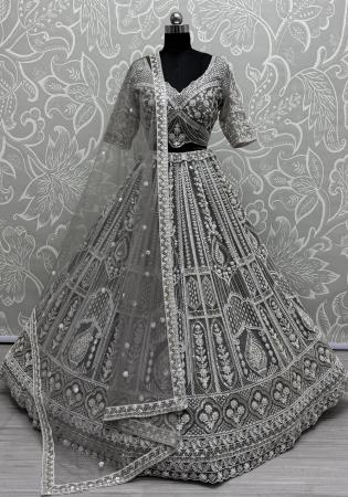 Picture of Elegant Net Grey Lehenga Choli