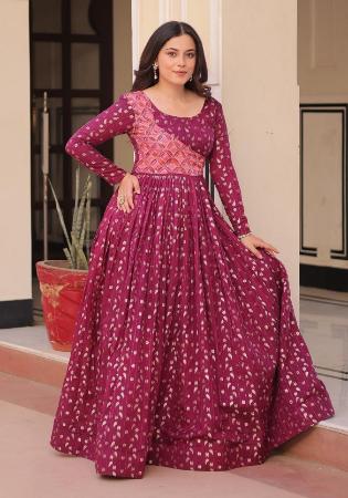 Picture of Shapely Cotton Brown Readymade Gown