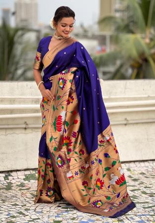 Picture of Superb Silk Midnight Blue Saree