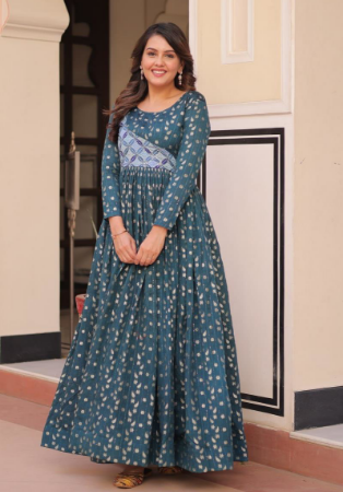 Picture of Elegant Silk Dark Slate Grey Readymade Gown