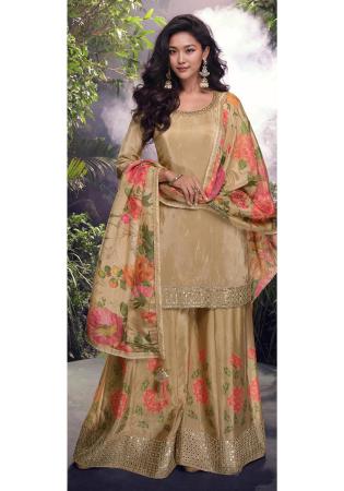 Picture of Lovely Chiffon Tan Readymade Salwar Kameez