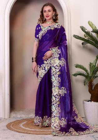 Picture of Delightful Chiffon Indigo Saree