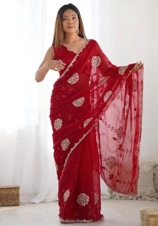 Picture of Superb Chiffon Maroon Saree