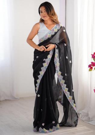 Picture of Graceful Chiffon Dark Slate Grey Saree