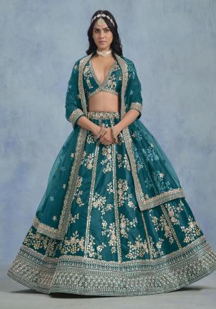 Picture of Delightful Silk Teal Lehenga Choli