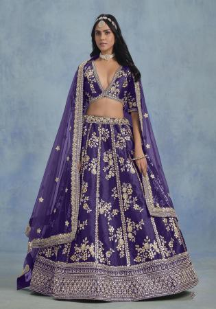 Picture of Exquisite Silk Purple Lehenga Choli