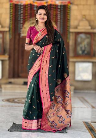 Picture of Beautiful Silk Sea Green Saree