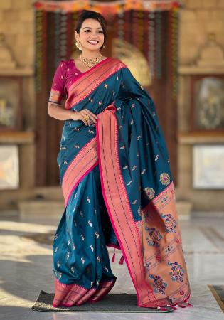 Picture of Sublime Silk Navy Blue Saree