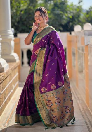 Picture of Stunning Silk Midnight Blue Saree