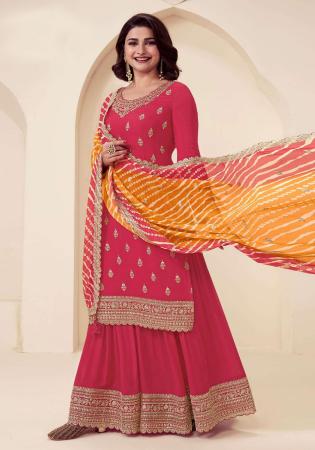 Picture of Excellent Chiffon Pink Straight Cut Salwar Kameez
