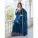 Picture of Good Looking Georgette Teal Straight Cut Salwar Kameez