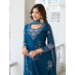 Picture of Good Looking Georgette Teal Straight Cut Salwar Kameez