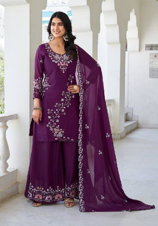 Picture of Sublime Georgette Brown Straight Cut Salwar Kameez