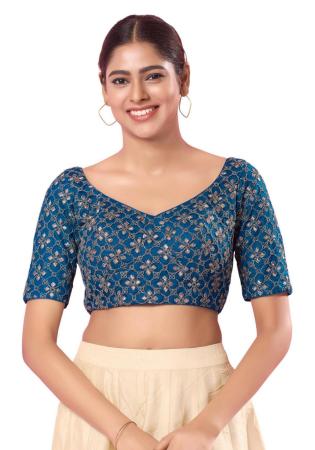 Picture of Resplendent Silk Dark Slate Grey Designer Blouse