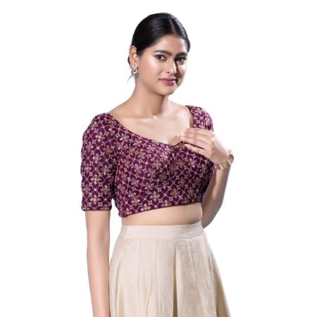 Picture of Pleasing Silk Brown Designer Blouse