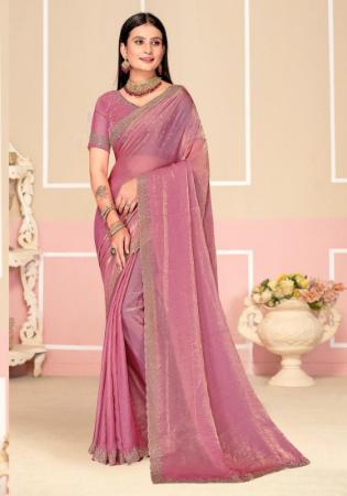 Picture of Superb Satin & Silk Pink Saree