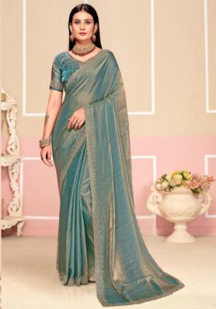 Picture of Wonderful Satin & Silk Slate Grey Saree