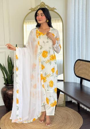 Picture of Georgette & Silk Off White Readymade Salwar Kameez