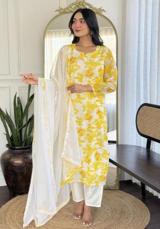 Picture of Georgette & Silk Khaki Readymade Salwar Kameez