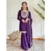 Picture of Georgette & Silk Dark Slate Blue Readymade Salwar Kameez