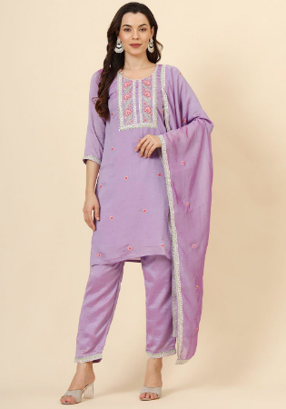 Picture of Silk Light Steel Blue Readymade Salwar Kameez