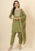 Picture of Ravishing Silk Dark Khaki Readymade Salwar Kameez