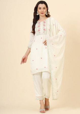 Picture of Amazing Silk Ghost White Readymade Salwar Kameez