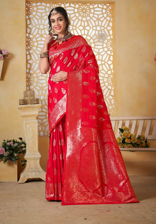 Picture of Bewitching Silk Indian Red Saree
