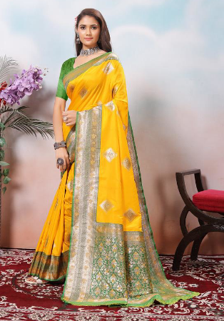 Picture of Well Formed Silk Orange Saree