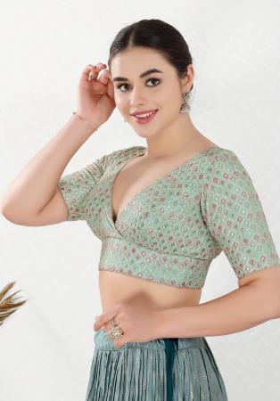 Picture of Sightly Georgette Dark Sea Green Designer Blouse