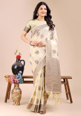 Picture of Resplendent Cotton Beige Saree