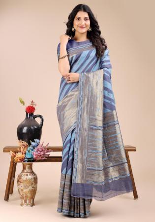 Picture of Statuesque Cotton Light Slate Grey Saree