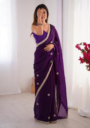 Picture of Beautiful Chiffon Purple Saree