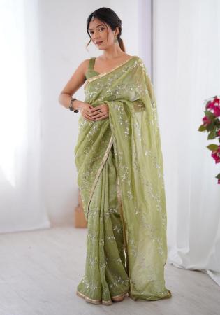 Picture of Taking Rayon Dark Olive Green Saree