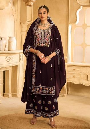 Picture of Well Formed Chiffon Black Straight Cut Salwar Kameez